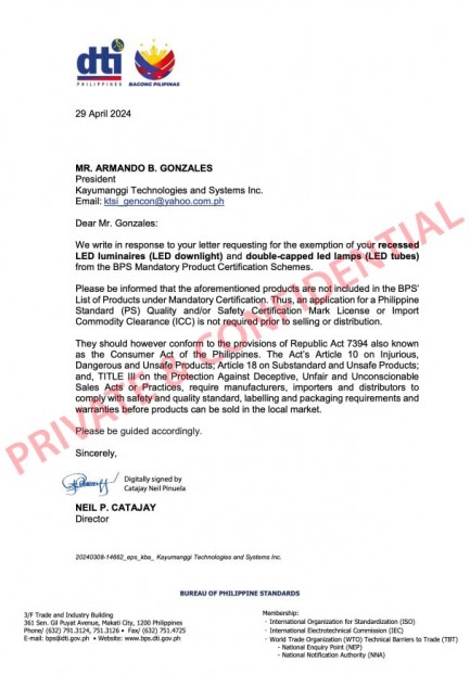 Philippines Certification (DTI)