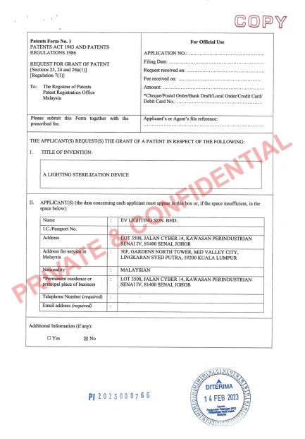 Malaysia Patent